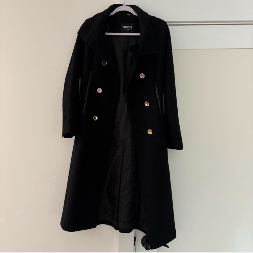 Guess Black Wool Coat XS